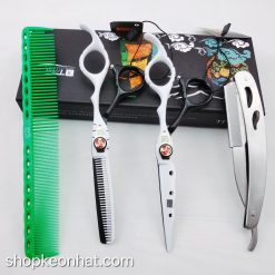 Kéo cắt tóc kasho Trắng - Đen KN-03