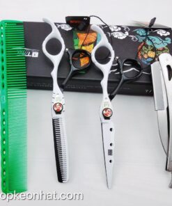 Kéo cắt tóc kasho Trắng - Đen KN-03