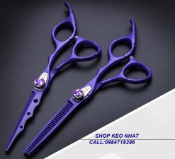 Kéo cắt tóc kasho TÍM KN-04 quai vênh