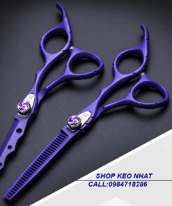 Kéo cắt tóc kasho TÍM KN-04 quai vênh
