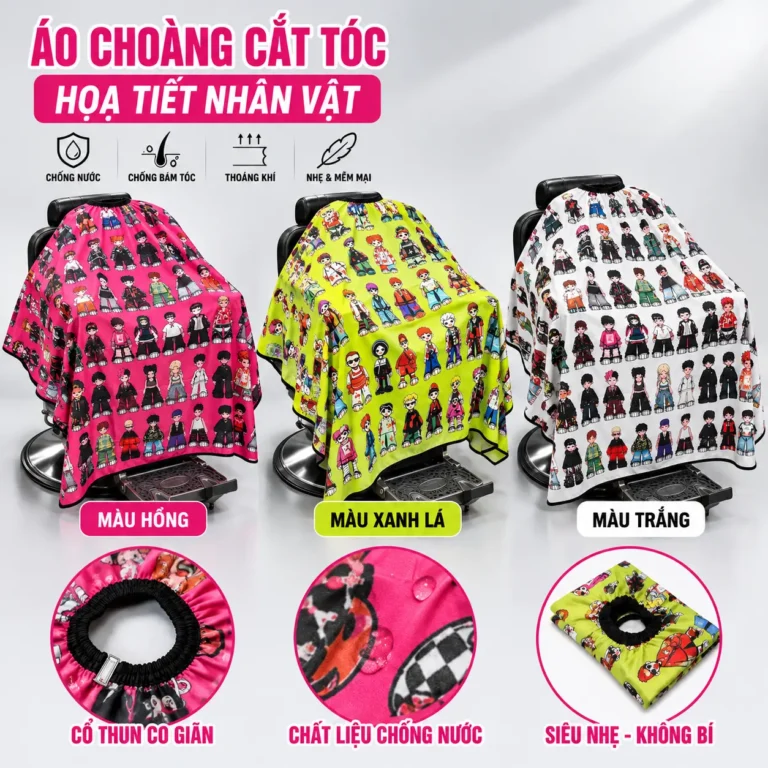 Áo choàng cắt tóc hoạ tiết nhân vật